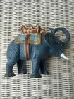 Vintage Cast Iron Mechanical Bank Circus Elephant Coin Metal Piggie Bank Blue