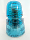 Antique Hemingray 21 Aqua Glass Telegraph Electrical Insulator   Wood Peg - 4 