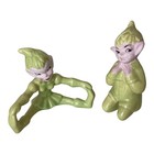 Vintage Mcm Gilner Elf Pixie Boy   Girl Flirty Set Of 2 Chartreuse