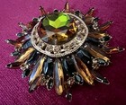 Magnificent Huge Juliana Style Vtg Brooch Watermelon Center Stone Gorgeous