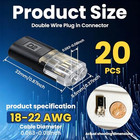 Chedin 20pcs Double Wire Plug In Connector quick Disconnect 2 Pin Led White