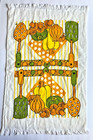 Vintage Sia Vegetable Dish Towel 70s Kitchen Kitsch Yellow Orange Green Utensils