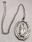 Antique Sterling Silver Virgin Mary Pendant Cutout  1 3 4  Exceptional Artwork 