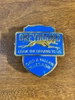 Greyhound Bus Driver Hat Badge  leave The Driving To Us  Polished Gold  blue Vtg
