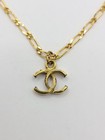Vintage Chanel Gold Cc Paperclip Chain Pendant Necklace 1982