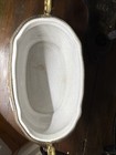 Beige Porcelain Planter centerpiece Bronze Stand Dark Academia Or Traditional
