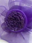 Vintage Purple Pillbox Hat   A Mesh Bow Fascinator floral Crinoline Loop  One Sz