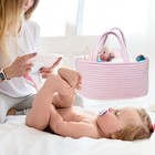Diaper Caddy Organizer - Cotton Rope Nursery Storage Basket For Baby Essentia   