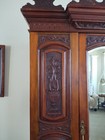 Antique Walnut English Victorian Mirrored Armoire   Wardrobe Circa 1900