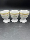Vintage Floral Design Handpainted Egg Cups Ceramic Easter Spring Set Of 3