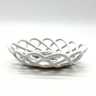 Vintage Ceramic Lattice Bowl Floral Design Decorative Plate Dish