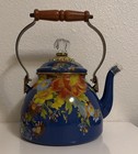 Mackenzie Childs 2 Qt  Tea Kettle Blue Flower Market Guc