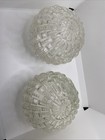 Pair Of Art Deco Cut Glass Globe Light Fixtures Shades 3-1 4  Fitting 6  Tall