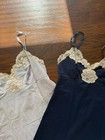 Women s Blue Set Of 2 Slip Nightgown Chemise Ivory Lace Adjustable Straps