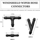 30 Pcs Windshield Wiper Hose Connectors  2-way I Type 3-way T y Type Windscreen