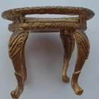 Vintage Dollhouse Miniature Gilt Metal Table With Embroidered Top