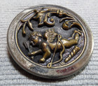 Large Vintage Antique Metal Picture Button Cupid At Rest