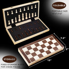 15 Inches Magnetic Wooden Chess Set - 2 Extra Queens - Folding Board -