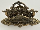 Vintage Brass 2 Sided Ornate Letter Mail Napkin Victorian Holder Cherubs 5 5x7 5