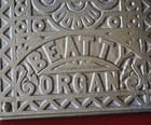 Antique Beatty Organ Co  Advertising Cast Iron Organ Pedal Gold On Red Backgroud