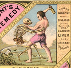 Hunts Remedy Skeleton Bottle Skull Crush Kidney Death Liver Cure Trade Card J us