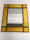 Vintage Stained Glass Leaded Slag Glass Mirror Yellow And White 10   x8   