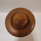 Vintage Mcm Dolphin Large Round Glass Storage Canister Jar Teak Wood Lid 9   h 