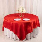 Red Satin 90x90  Square Table Overlay Wedding Reception Light Gray Dinner