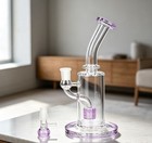 10  Purple Glass Water Pipe Recycler Bong 14mm Bowl Thick Smoking Pipes Hookah    