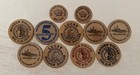 Lot Of 11 Vintage Wooden Nickels Advertising Tokens Tk-10