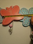 Vtg Kids Butterfly Flower Wall Hook Rack Decor Teal Pink Glitter Sparkle