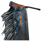 Hand Tooled Leather Rodeo Chaps Custom Western Bull Riding Cowboy Gear   Fringe