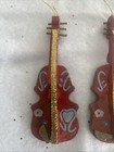 Vintage Wooden Violin Guitar Strings Instrument Christmas Ornaments  Set Of 2 4   