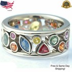 Women 925 Silver Plated Wedding Ring Gorgeous Cubic Zircon Jewelry Gift Sz 6-10