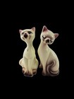 Set Of 2 Vintage Ceramic Porcelain Siamese Cats Figurines Statues Japan