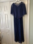 Ignite Evenings Beaded Sequined Navy Blue Mother-of-the-bride Dress - Size 10