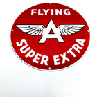Flying A Gasoline - Vintage Porcelain Sign - Super Extra Service Station