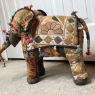 Vintage Hand-crafted Anglo Raj Stuffed Cotton Embroidered Elephant India 1950 s