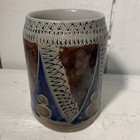 Vintage Blue Brown German Stoneware Pottery Beer Mug Stein  Signed Handarbuit