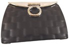 Makeup Cosmetic Purse Shape Black Silver Folding Dual Compact Mirror Snapclosure