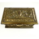 Antique French Gilded Ornate Bronze Jewelry Casket     Cherub Decor     Large  Fine