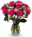  - Charming Roses   Alstroemeria  glass Vase Included      Fresh Flowers For 
