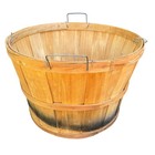 Wooden Bushel Harvest Basket With Wire Handle Farmhouse Rustic Decor 