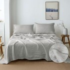  100  French Linen Sheet Set Handmade Hemstitch-3 Pcs Twin Hand Drawing Grey