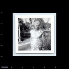 Old Vintage Square Photo Solo Older Woman Standing Outside House Snapshot Pic