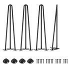 Hairpin Table Legs 20 Inch  3 Rod Design  Black Metal  Set Of 4  Diy Furniture