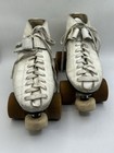 Vintage Riedell Quad Roller Skates Laser Plates Trucks Variflex Wheels White