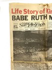 1948 Babe Ruth Original Psa Pittsburgh Newspaper Sun Telegraph King Of Swat Rip