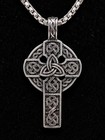 Silver Tone Celtic Knot Cross Pendant Necklace 26  Chain Irish Christian Jewelry