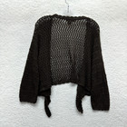 Vintage Crochet Knit Cardigan Sweater 1x Xl Brown Bolero Shrug Boho Fairy Grunge